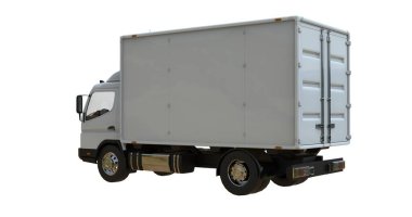 Beyaz Arkaplanda Beyaz Ticari Teslimat Kamyonu izole edildi, Şablon Element Bilgileri, Posta Kamyonu, Hızlı Teslimat, Beyaz Teslimat Kamyonu Simgesi, Nakliye Servisi