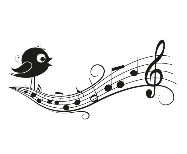Musiknoter med fågel — Stock vektor