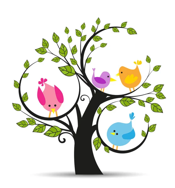 Дерево с птицами — стоковый вектор