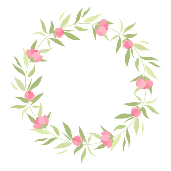 Wreath with grass and flowers — Stock Vector