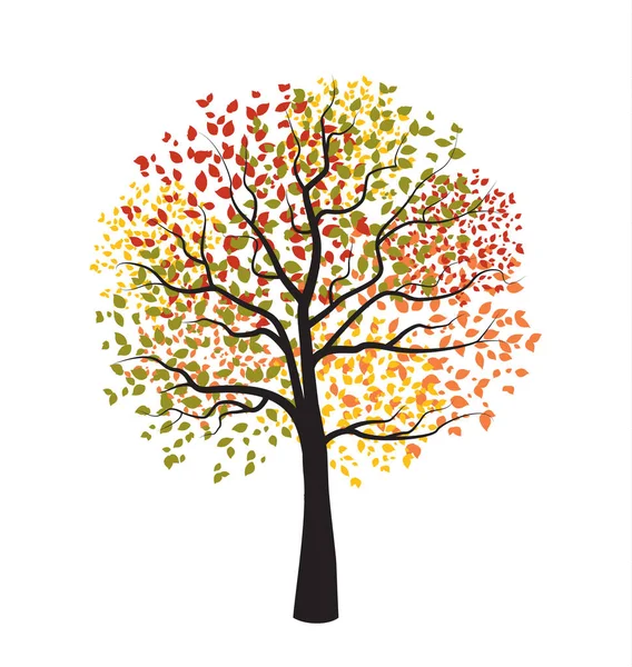 Jesienne drzewo z opadającymi liśćmi — Wektor stockowy