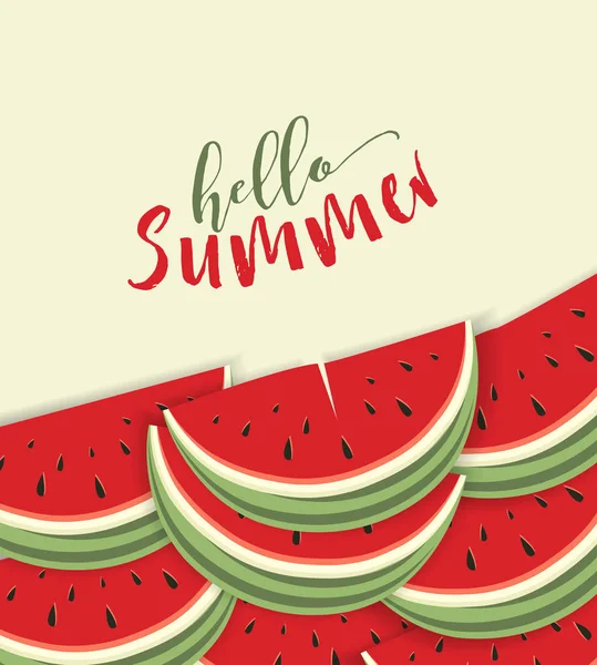 Hello summer card with melon — Stock Vector