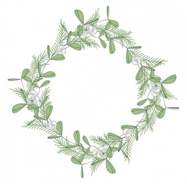 Şube ve ökseotu ile Noel çelenk