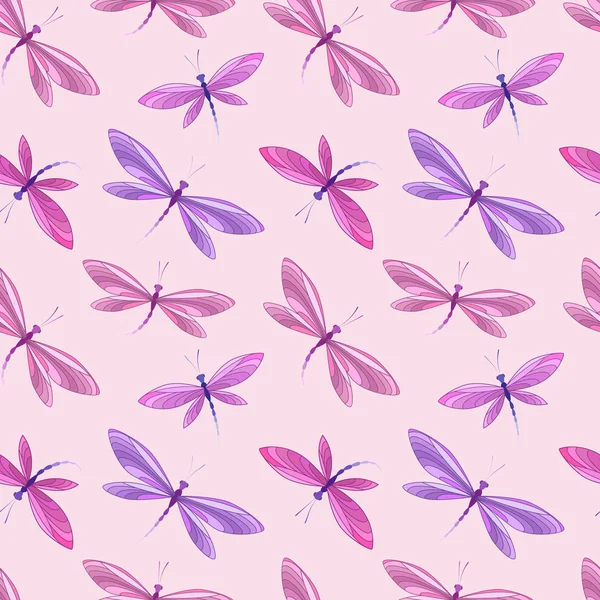 Modèle sans couture de libellule — Image vectorielle