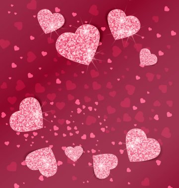 Arka plan ile ışıltılı Kalpler