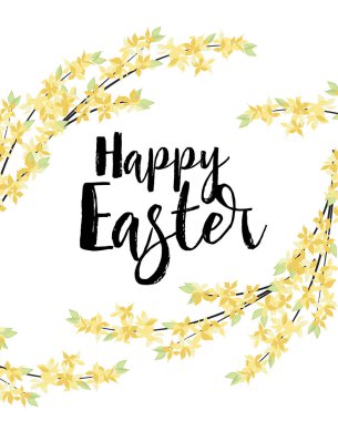 Sarı çiçek kartı Mutlu Paskalyalar