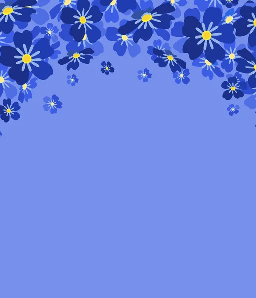 Vektör Illüstrasyon Mavi Çiçekler Mavi Unutma Çiçek Şube — Stok Vektör