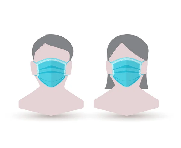 Uomo e donna in maschera di protezione viso medico . — Vettoriale Stock