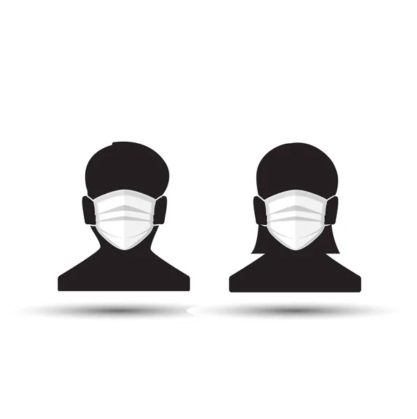 Tıbbi yüz koruma maskeli adam ve kadın.. — Stok Vektör