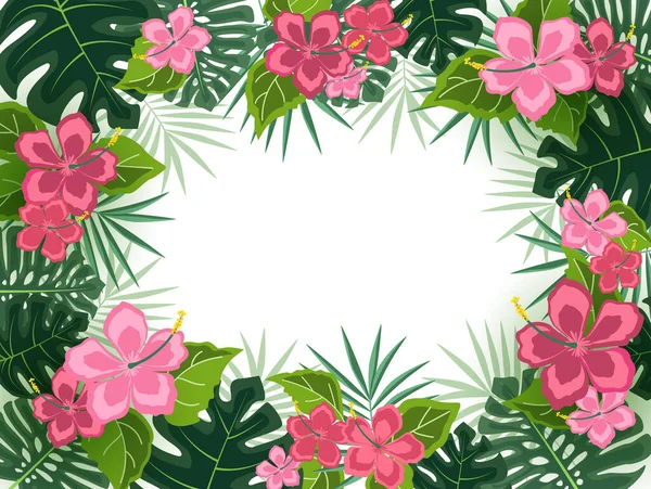 Achtergrond met tropische bloemen — Stockvector