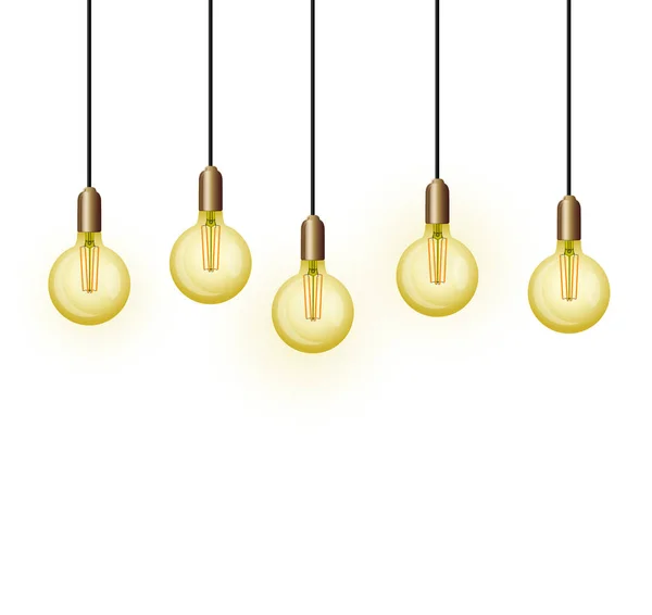 Fundo com lâmpadas retro Edison — Vetor de Stock