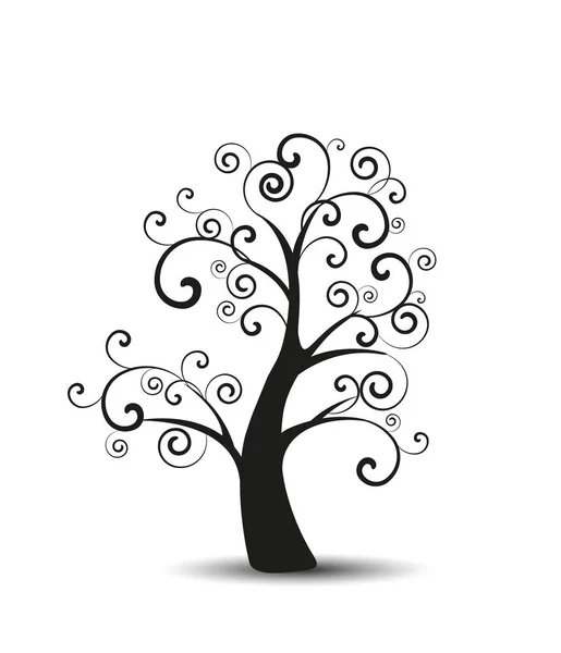 Διάνυσμα Εικονογράφηση Διακοσμητικού Δέντρου Φυσική Σιλουέτα Λευκό Φόντο — Διανυσματικό Αρχείο