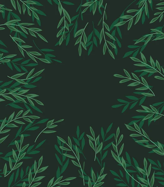 Illustration Vectorielle Branches Décoration Avec Feuilles Herbe Fond Nature Fond — Image vectorielle