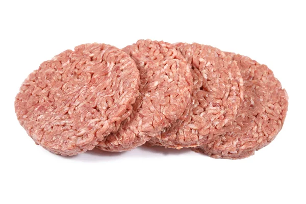 Hamburger, beyaz zemin üzerine kıyılmış sığır eti — Stok fotoğraf