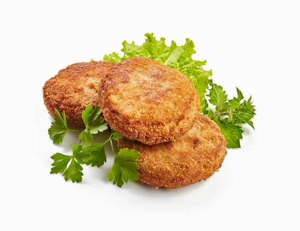 Gebratenes paniertes Schnitzel isoliert auf weißem Hintergrund — Stockfoto