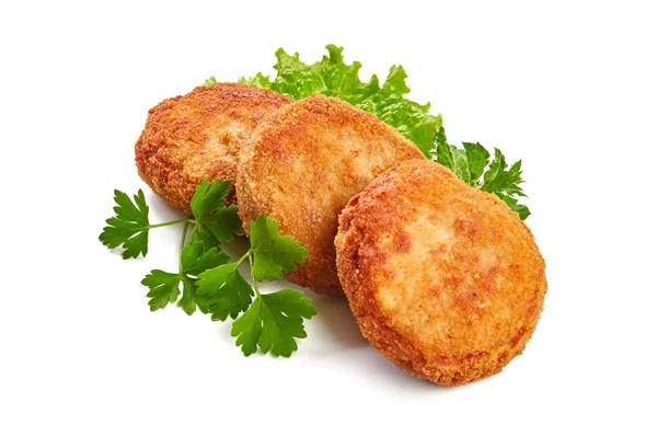 Escalope panée frite isolée sur fond blanc Image En Vente