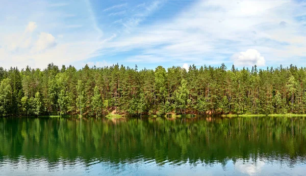 Lago silencioso cerca del bosque verde. —  Fotos de Stock
