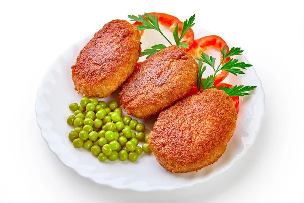 Fried breaded cutlet isolated on white background