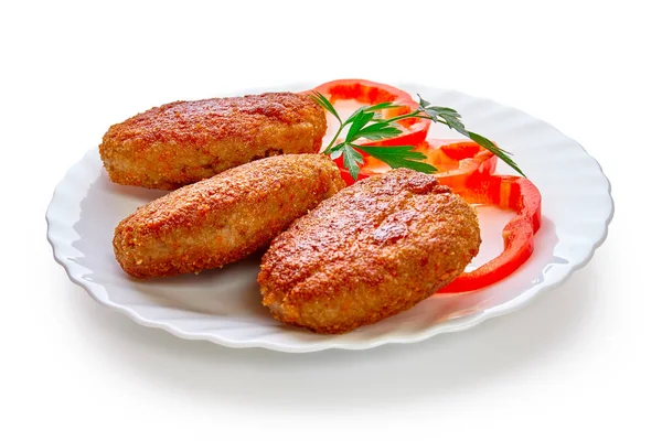 Fried breaded cutlet isolated on white background — Stock Photo, Image
