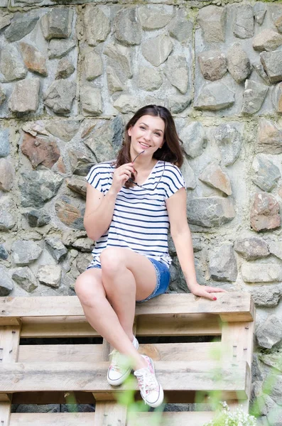 Portrait Beautiful Young Girl Nature — Stock Photo, Image