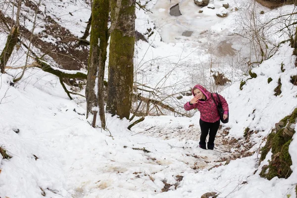 Frostigen Morgen Den Wasserfällen Rufabgo Adygea — Stockfoto