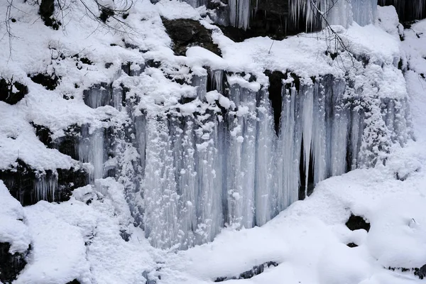 Zimní Kaňon Řeky Kurdzhips Guamská Rokle Rusko — Stock fotografie