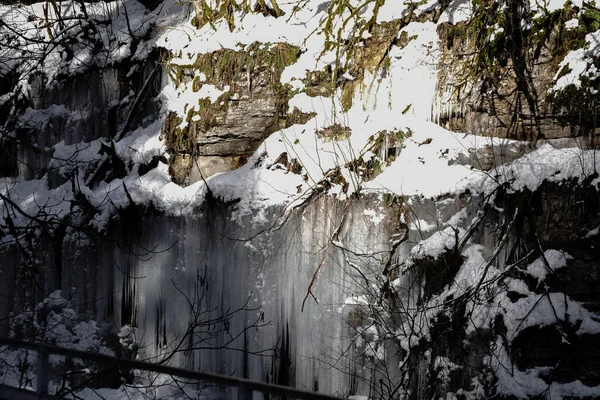 Die Winterschlucht Des Flusses Kurdschips Guam Schlucht Russland — Stockfoto