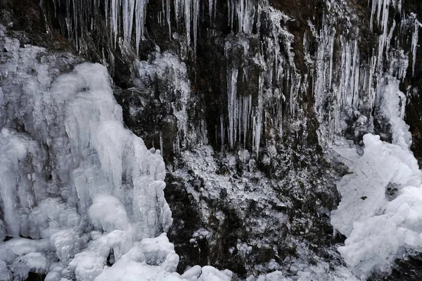 Desfiladeiro Inverno Rio Kurdzhips Garganta Guam Rússia — Fotografia de Stock