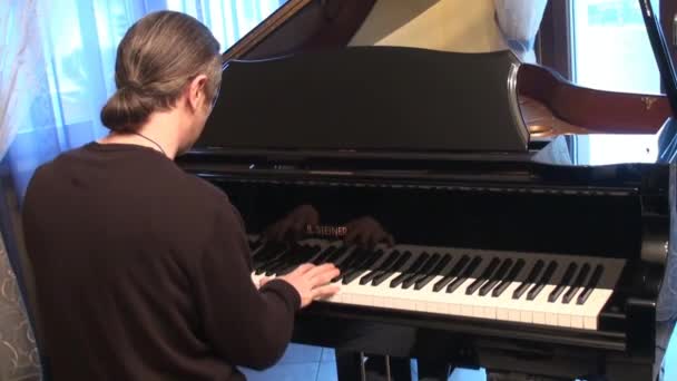 Young Musician Plays Piano Home — Stock Video