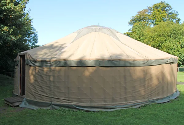 A Traditional Large Round Canvas Yurt Tent Shelter.