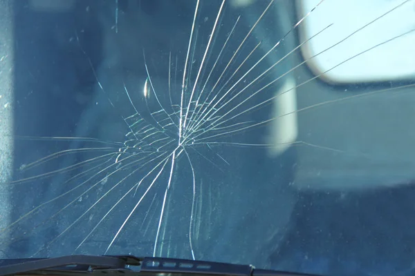 Broken Truck Van Windscreen Accident Site — Stock Photo, Image