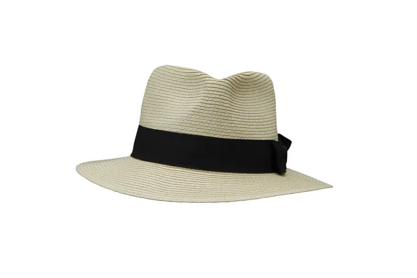 Lightweight Summer Straw Hat Black Ribbon — Stock Photo, Image
