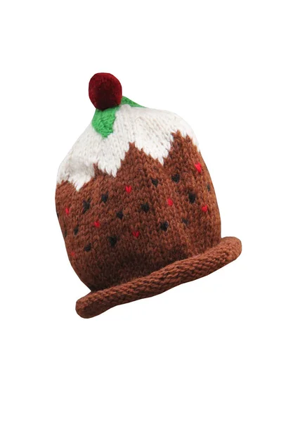 Christmas Pudding Design Woollen Bobble Hat — Stock Photo, Image
