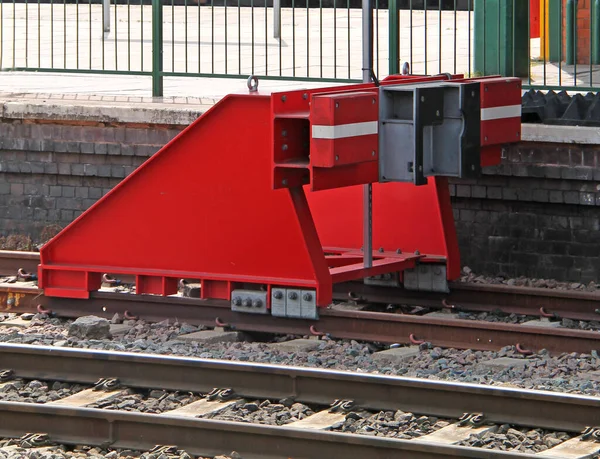 Strong Metal Train Buffer Railway Track — Stock Photo, Image