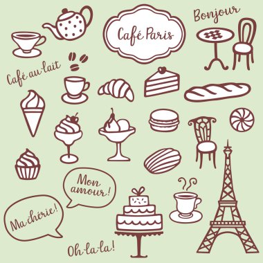 Ekmek, kahve ve Paris sembolleri
