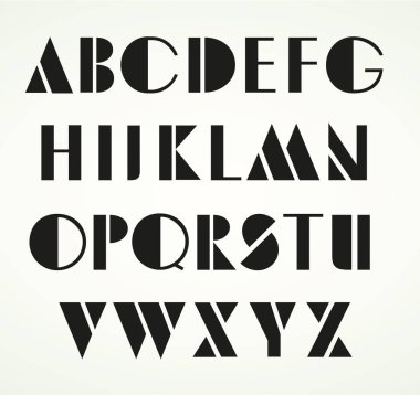Geometrik büyük harf alfabe Retro tarzı. Küçük harfli alfabe de benim portföyünde mevcuttur.
