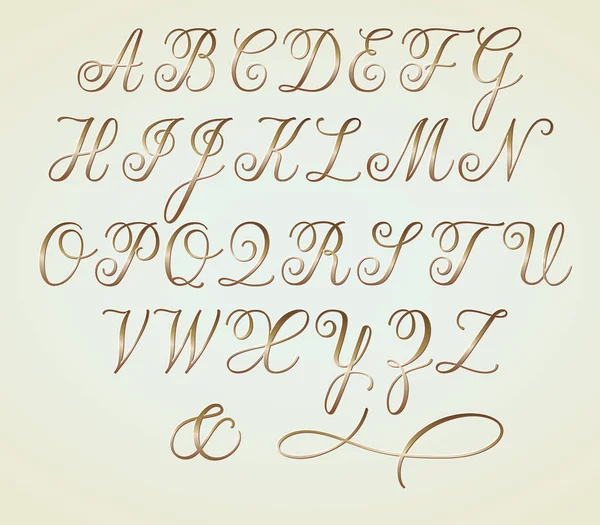 Sada Zlatých Copperplate Monogram Písmena Abecedy — Stockový vektor