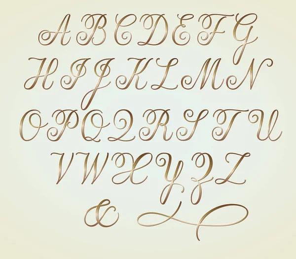 Ensemble Lettres Monogramme Cuivre Doré Alphabet — Image vectorielle