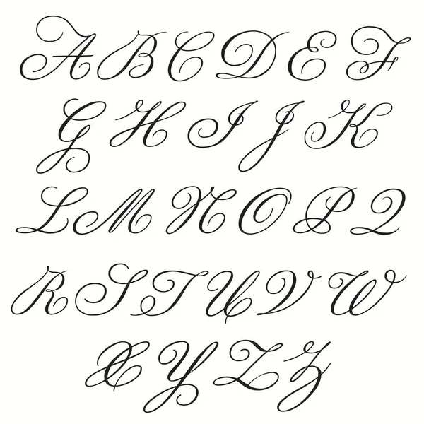 Monogram Alfabetet Med Både Upper Och Lowercase Bokstäver Copperplate Stil — Stock vektor