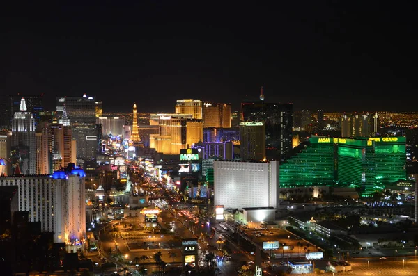 Las Vegas om natten - fugleperspektiv stockfoto