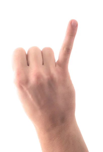 De letter I in gebarentaal, op een witte achtergrond — Stockfoto
