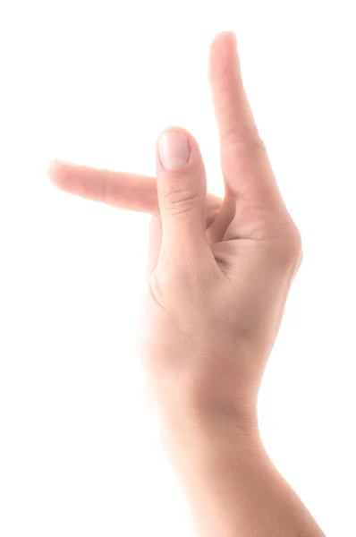 Bokstaven K i teckenspråk, på en vit bakgrund — Stockfoto
