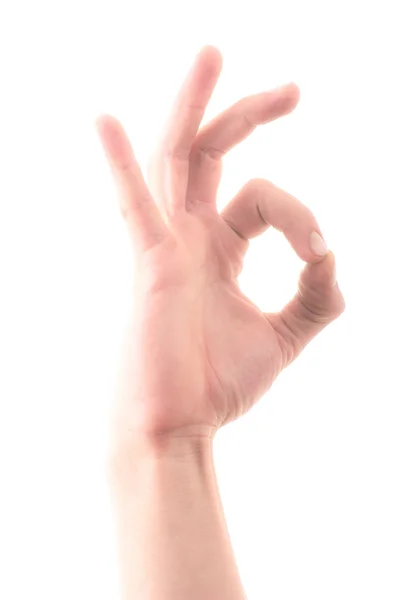 Bokstaven O i teckenspråk, på en vit bakgrund — Stockfoto
