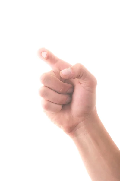 Bokstaven X i teckenspråk, på en vit bakgrund — Stockfoto