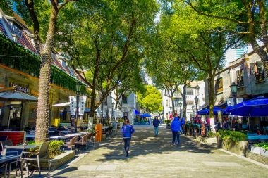 Shanghai, Çin - 29 Ocak, 2017: Fransız imtiyaz district Shanghai yürüyüş, şirin sokakları, mağazaları ve restoranları ile turistler için popüler hedef
