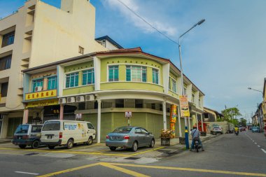 George Town, Malezya - 10 Şubat 2017: Sokak görünümü Malezya ikinci büyük şehrin günlük hayatı ve Binalar.