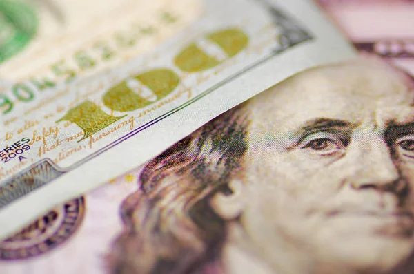 Close-up de Usa 100 conta de dinheiro dólar americano — Fotografia de Stock