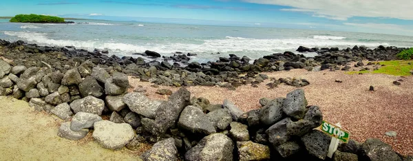 Bela praia rochosa na Ilha de Santa Cruz, nas Ilhas Galápagos, no Equador — Fotografia de Stock