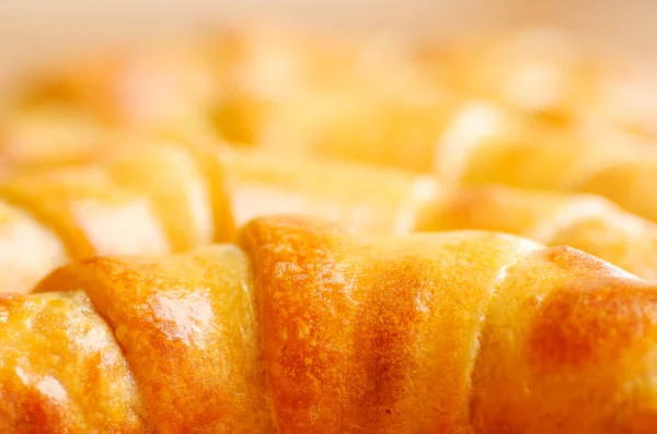 Close up of a delicious, fresh and tasty baked croissants — Stock Photo, Image