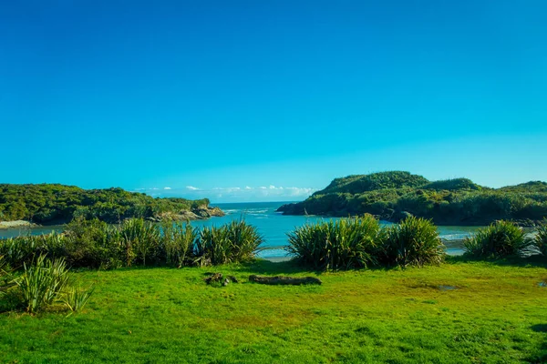 Beautiful view to sandy beach in Cape Foulwind on the West Coast of New Zealand — Stock Photo, Image